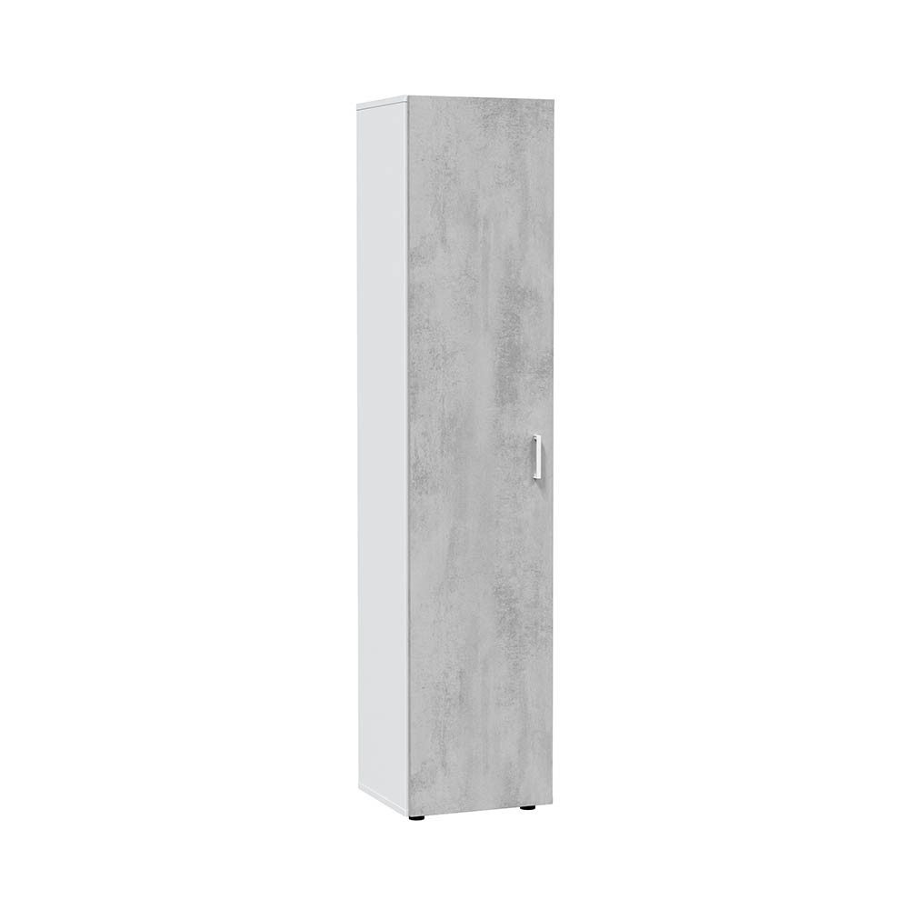 freiraum Mehrzweckschrank Mehrzweckschrank >Tidy< in Weiß / Beton Grau - 80x182x37 (BxHxT) in Weiß / Beton Grau - 80x182x37 (BxHxT)