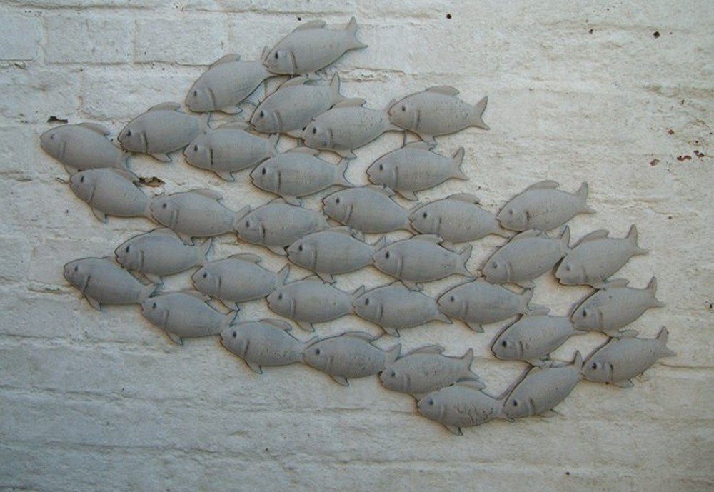 St) Eisen, Wanddekoobjekt Wandobjekt Wanddekoration, Fische, (1 Handarbeit Deko-Impression Fischschwarm