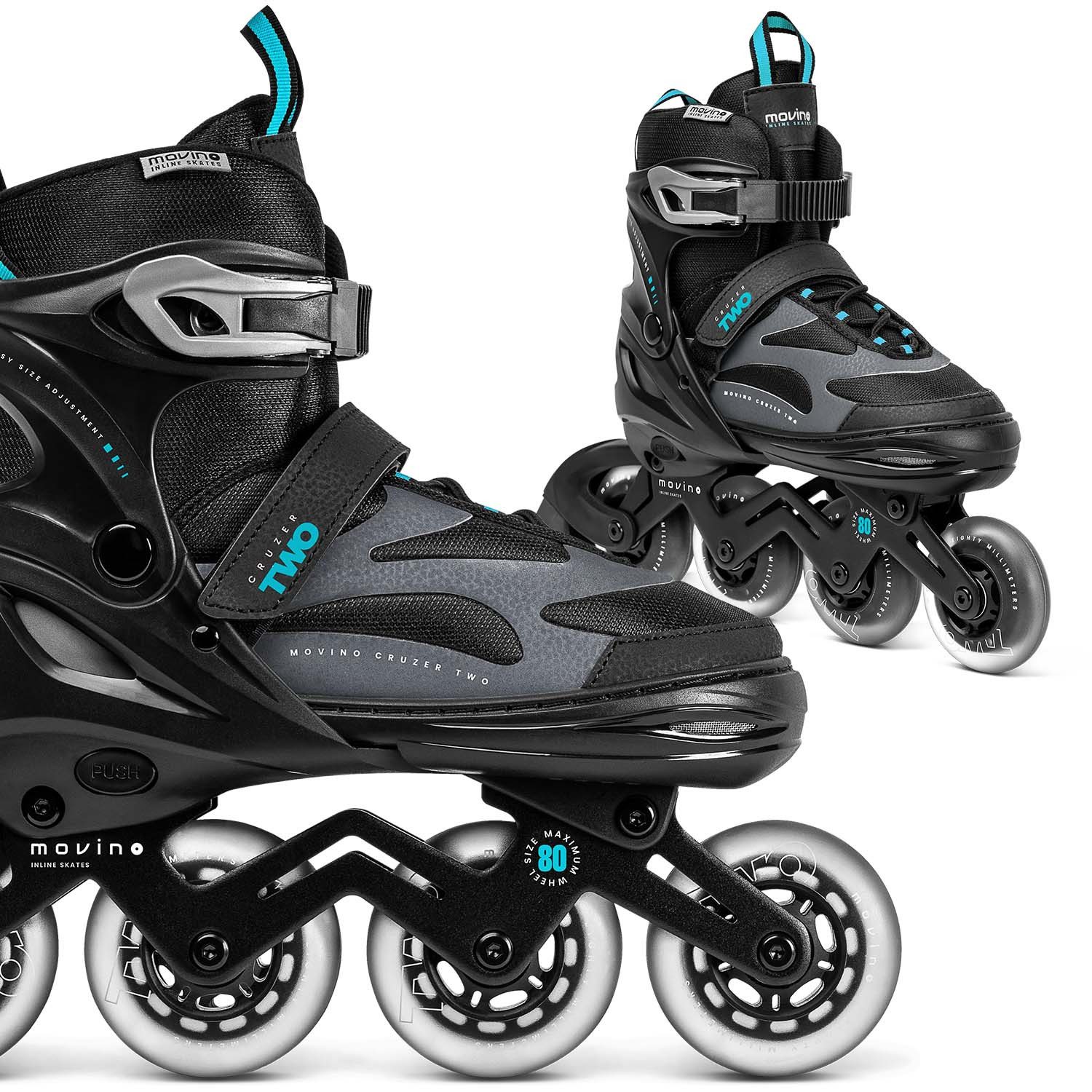 Movino Rollschuhe Verstellbare Inliner MOVINO CRUZER TWO 80mm Rollen ABEC7 Alu-Schiene