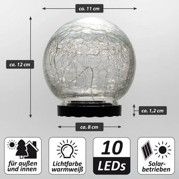 YI LED-Lichterkette Solarleuchte Glaskugel Bruchglasoptik Gartendekoration Deko weiß