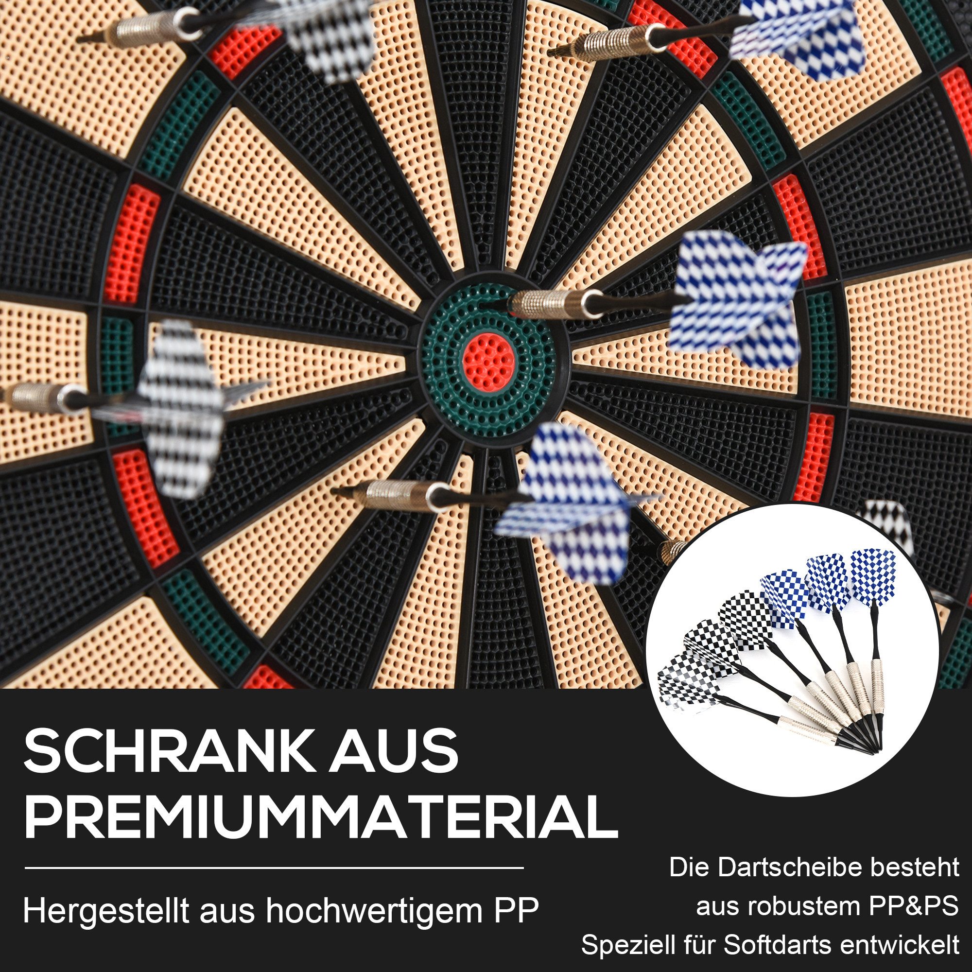 SeedWave Dartscheibe Elektronische Dartboard, 6 Darts, 24 Dartköpfen, 243 Spielvariationen, für 16 Spieler, interaktive Soundeffekte, große Auffangfläche