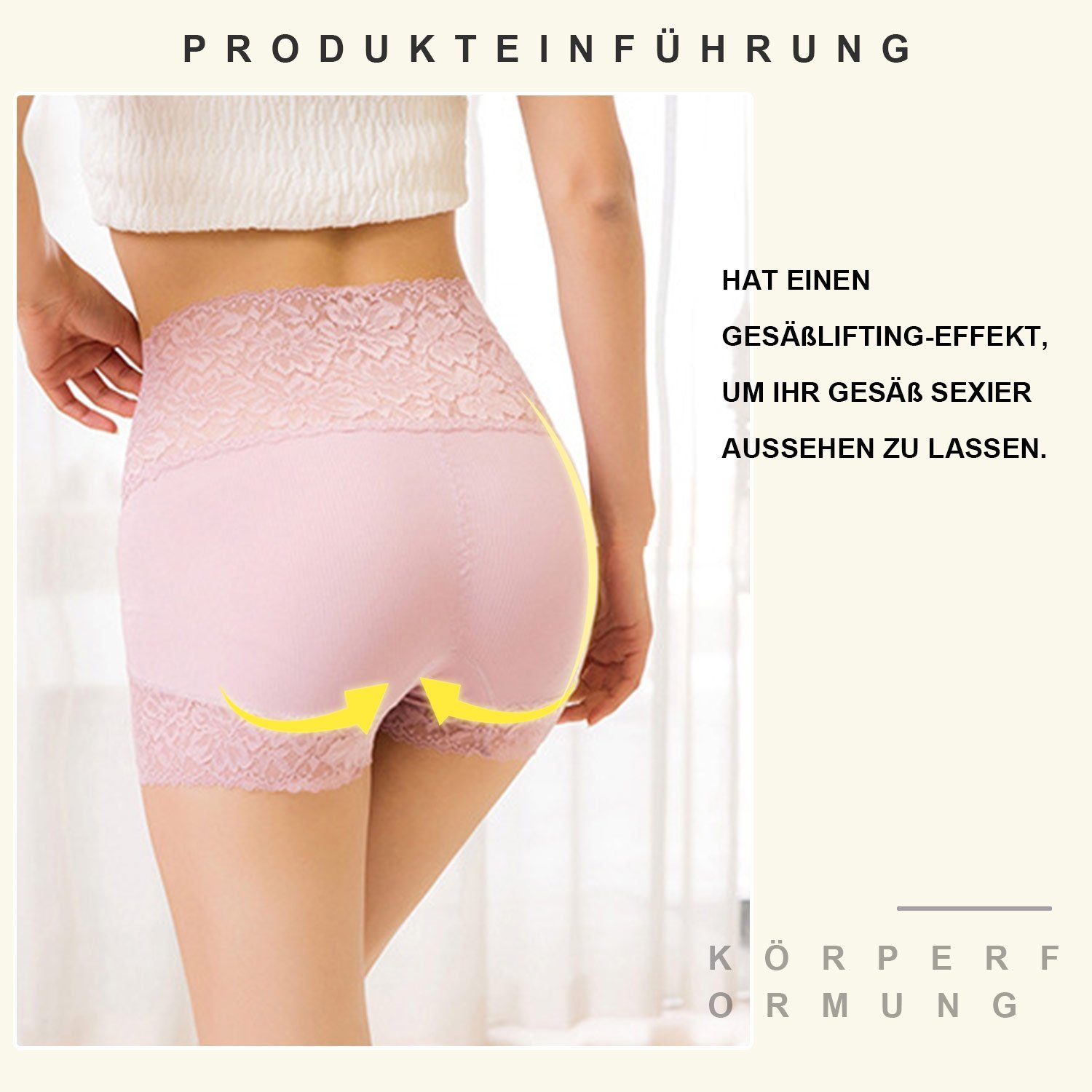 Panty Frauen Höschen MAGICSHE hoher Rosa mit Spitze Taille Boyshorts Unterwäsche