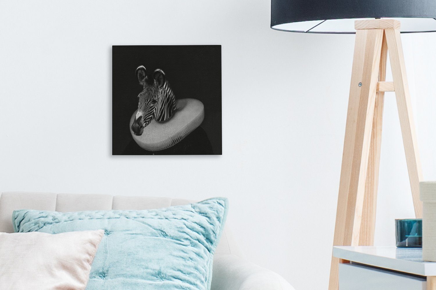 OneMillionCanvasses® Gemälde - (1 St), Malerei Bilder Leinwand Wohnzimmer - - Zebra Weiß, Schlafzimmer für Schwarz bunt