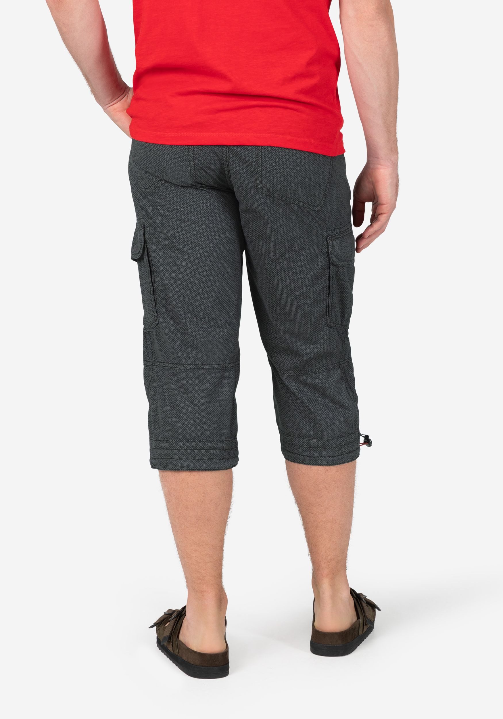 TIMEZONE Cargoshorts Kurze Capri 3/4 Länge mit Cargotaschen für Herren Baumwolle Regular Fit unifarben wärmend Schnüren
