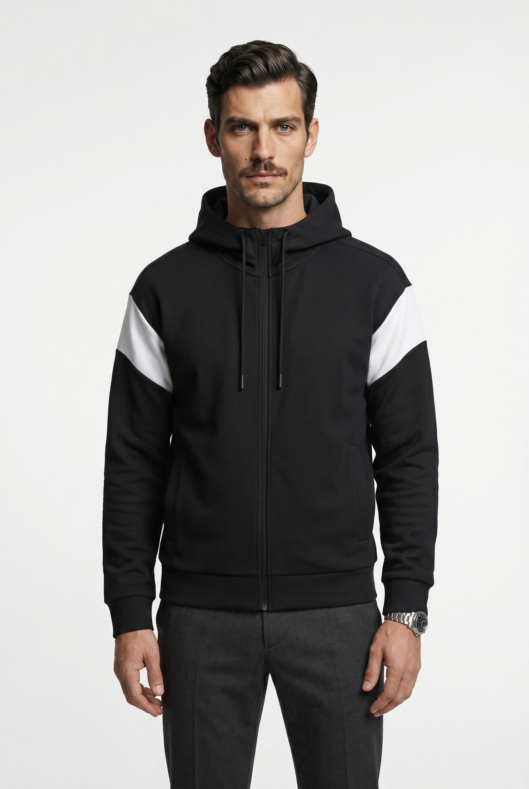 BOSS GREEN Kapuzensweatjacke Union Saggy Kapuze, Regular Fit, Baumwoll-Mix