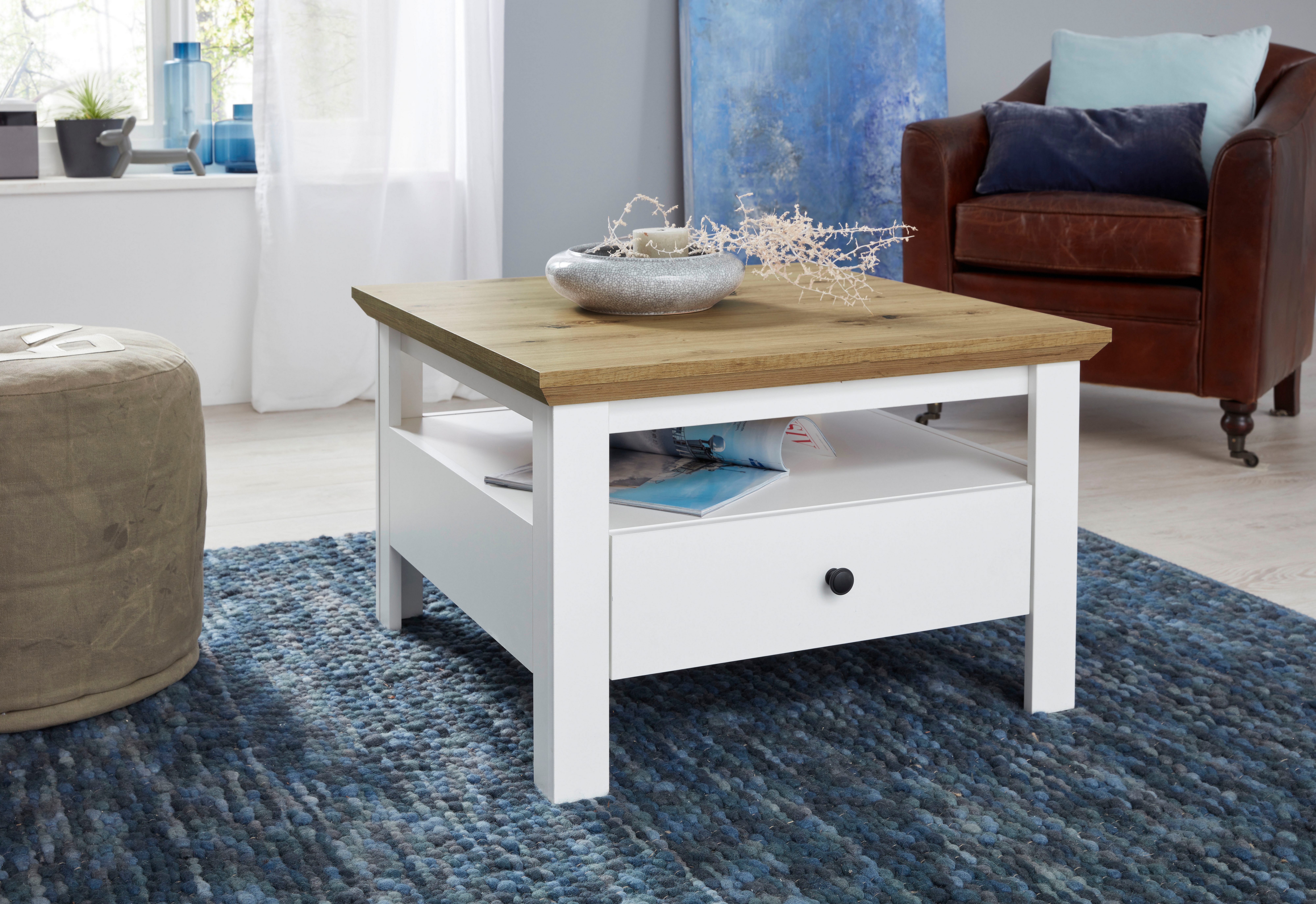 Home affaire Couchtisch Ulm, Couchtisch mit Schublade & offenem Fach - (B/T/H) 70/70/46 cm