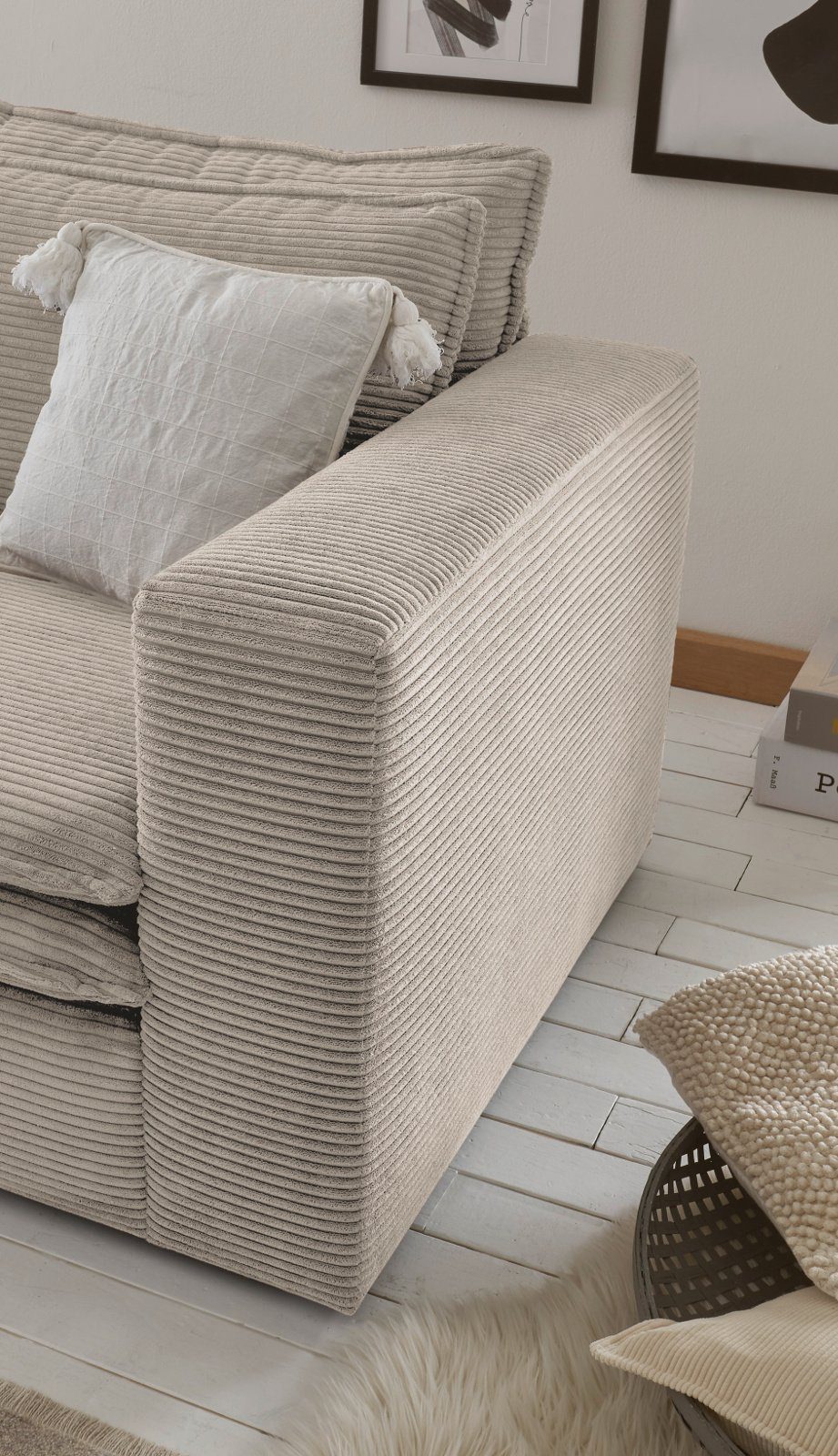 Furn.Design Loveseat Pesaro (XXL Polstersessel mit Cordbezug, Breite 125 cm), wahlweise mit Hocker