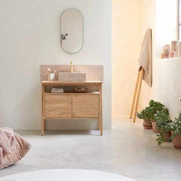 Tikamoon Waschbecken Ava Fliesenspiegel aus Premium-Terrazzo Pink 100 cm