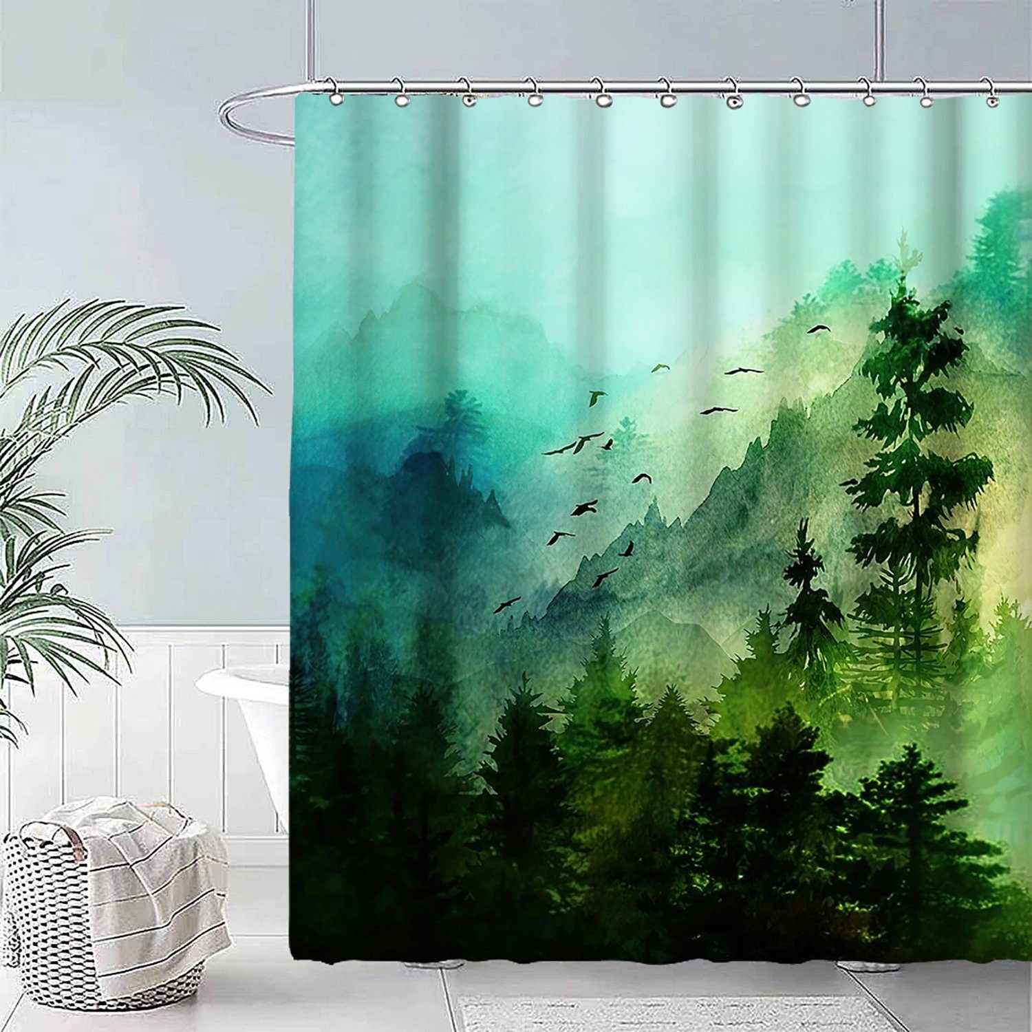 BYSURE Duschvorhang Breite 180 cm, Digitaldruck Milbenresistent Duschvorhan günstig online kaufen
