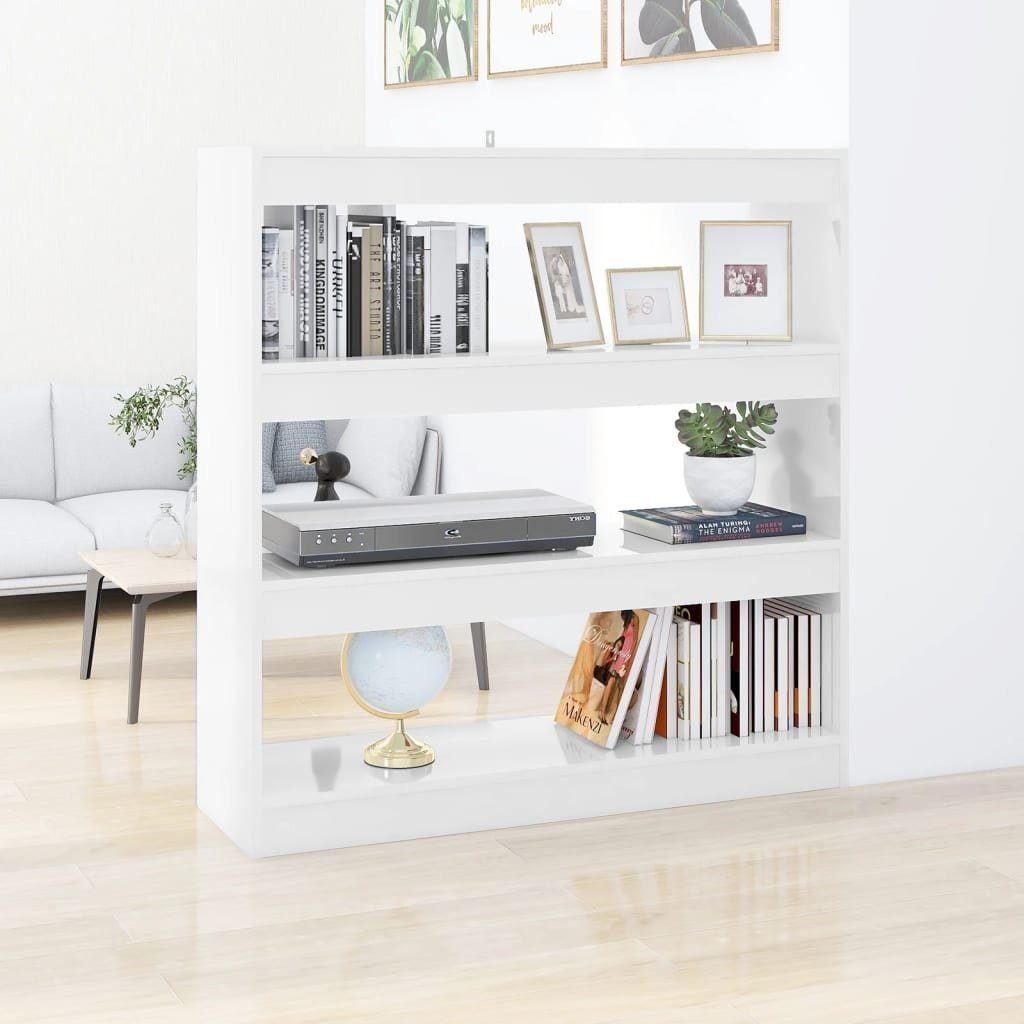 furnicato Bücherregal Bücherregal/Raumteiler Hochglanz-Weiß 100x30x103 cm