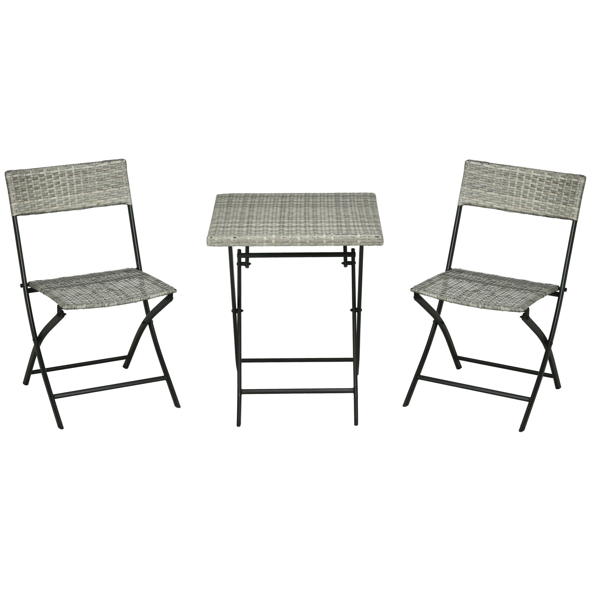 Outsunny GartenloungeSet Ratten BalkonmöbelSet, BistroSet mit 2