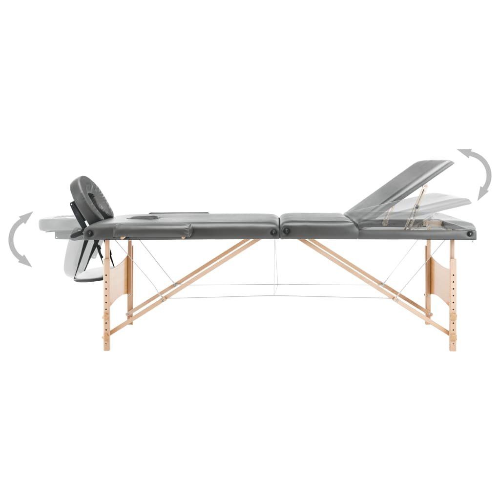 3-Zonen Holzgestell vidaXL cm Massageliege 186x68 Massageliege Anthrazit