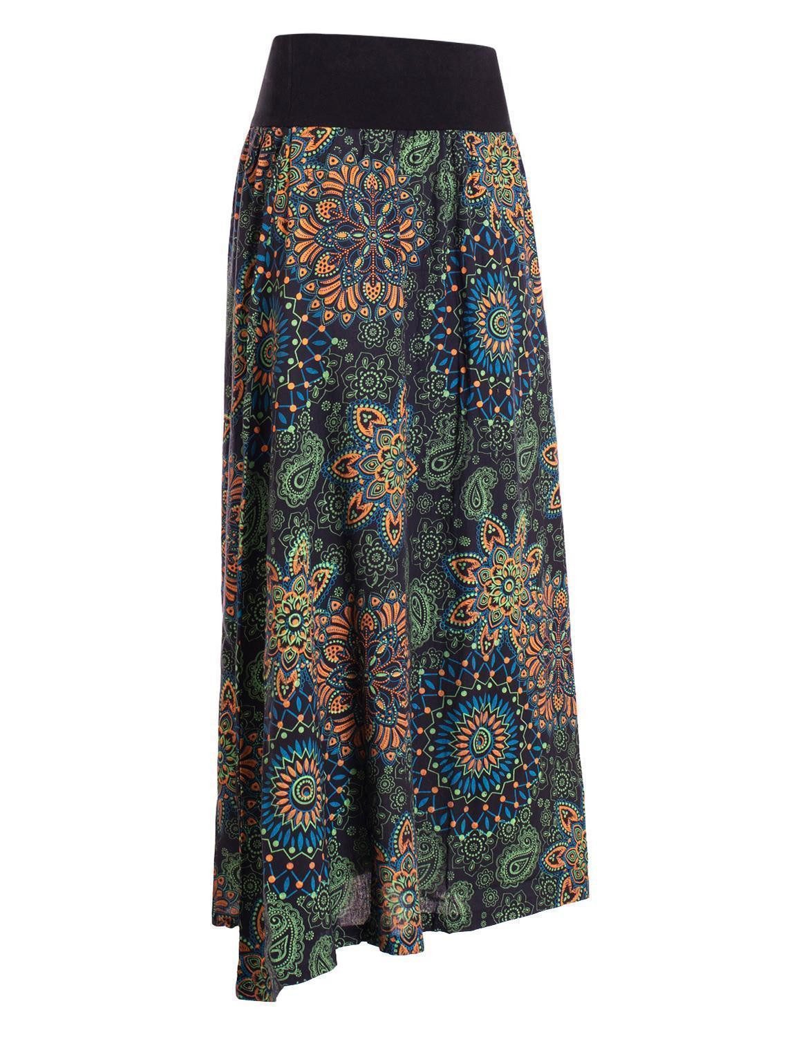 Vishes Maxirock Langer Damen Sommer-Rock Sommerröcke Bunt mit Mandalas bedruckt Retro, Festival, Boho Style
