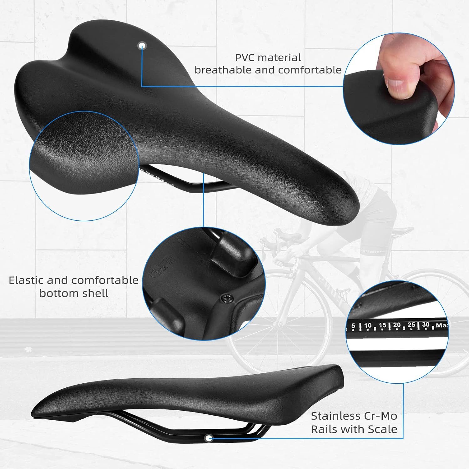 ROCKBROS Fahrradsattel Ergonomischer leichter Rennradsattel für Damen & Herren
