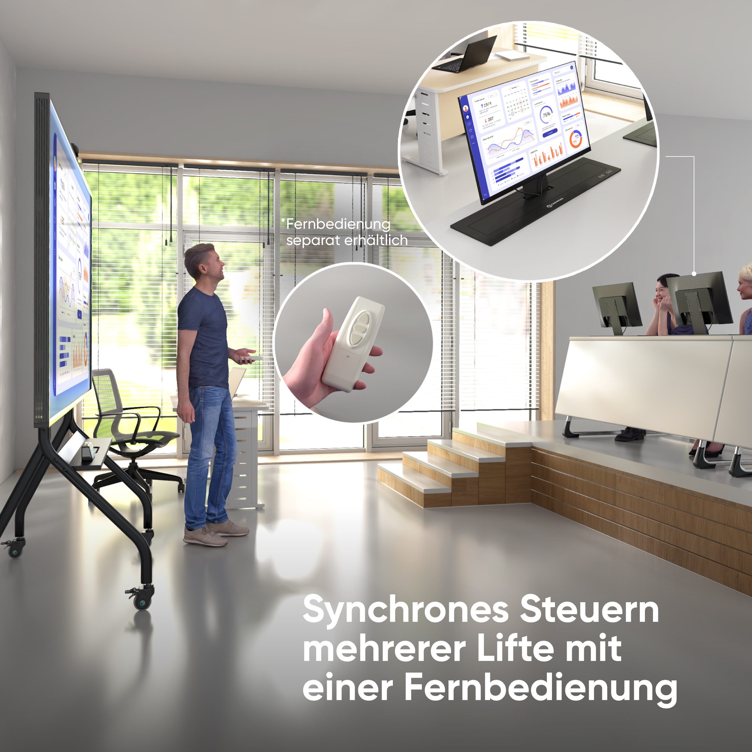 ONKRON Monitor-Halterung ONKRON Motorisierter Monitor Lift für 16-24 Zoll, bis 15 kg, NWS-SC24, (bis 24,00 Zoll, motorisiert, höhenverstellbar, elektrisch, schwarz)