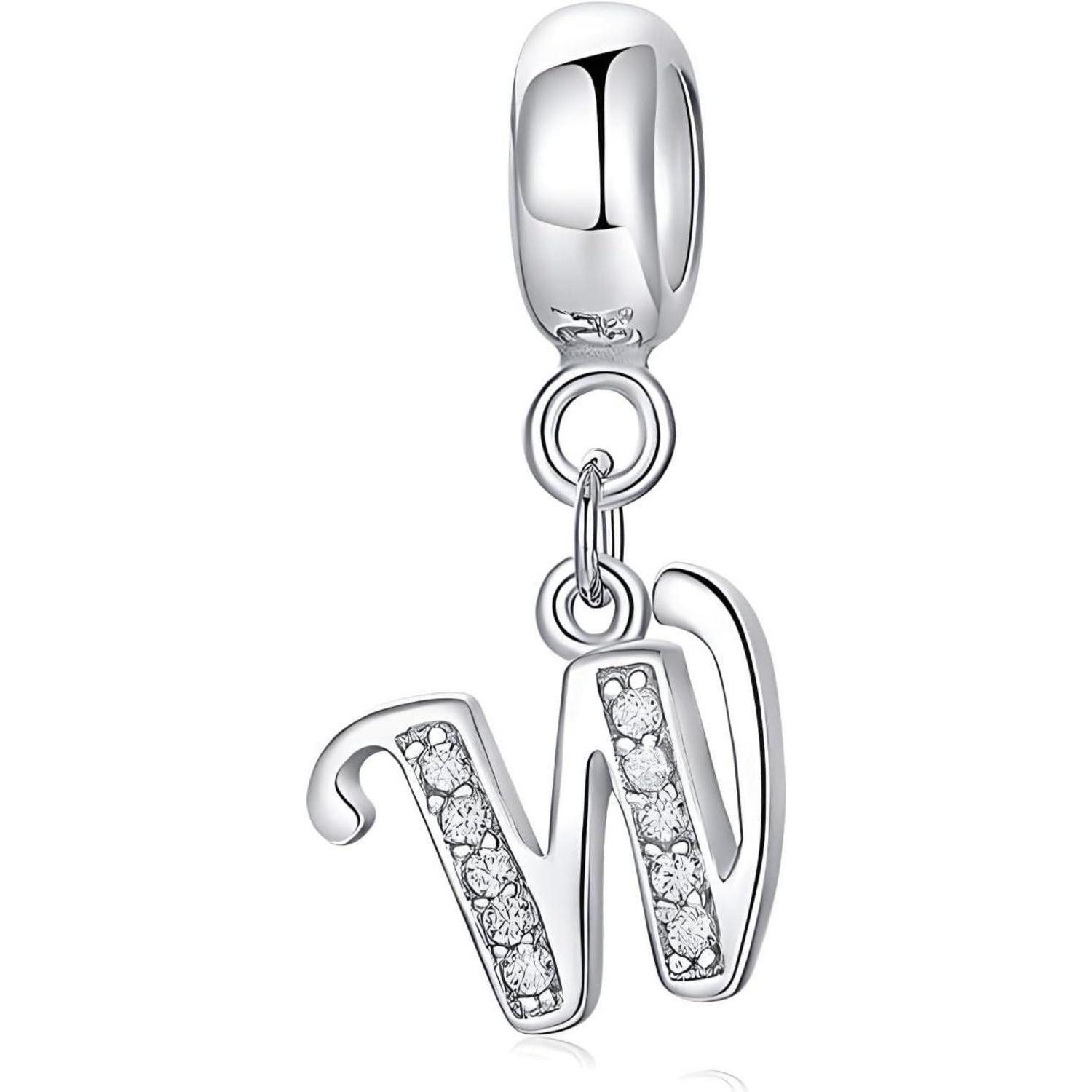 LuxusKollektion Charm Buchstabe Anhänger Initial Buchstaben 925 Silber Damen Charms Buchstaben-4-W