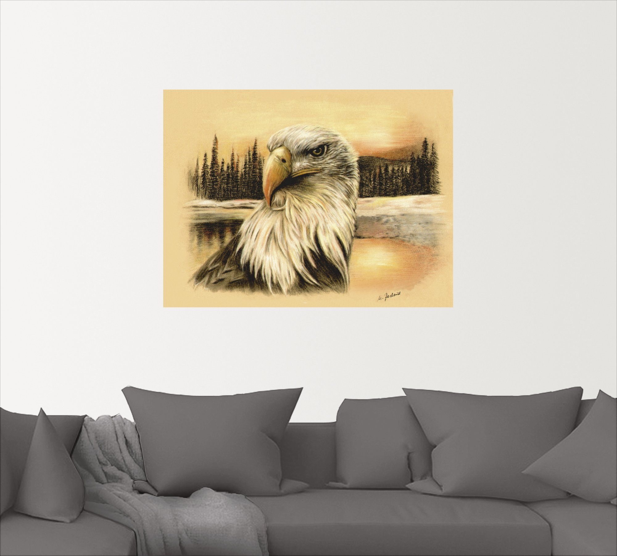 Leinwandbild, Weißkopfseeadler Poster Größen Vögel versch. Artland oder Alubild, als (1 handgemalt, St), Wandaufkleber Wandbild in