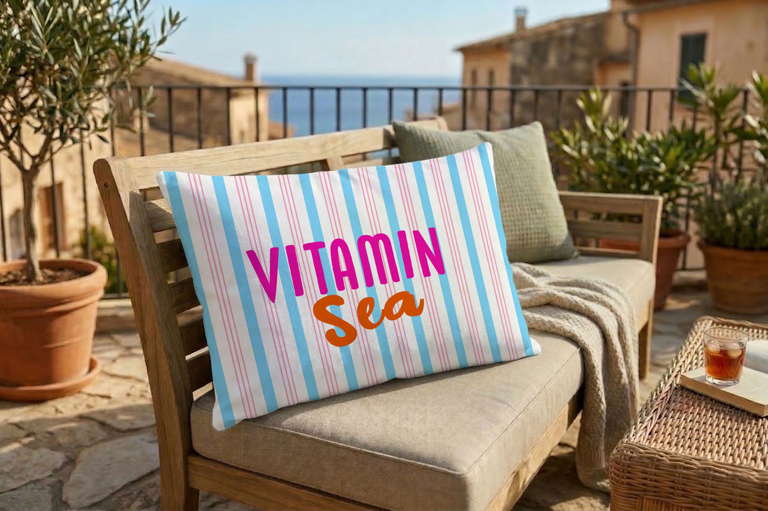 queence Dekokissen Vitamin Sea, Premium Outdoor Kissenbezug; Format: 60x40 cm