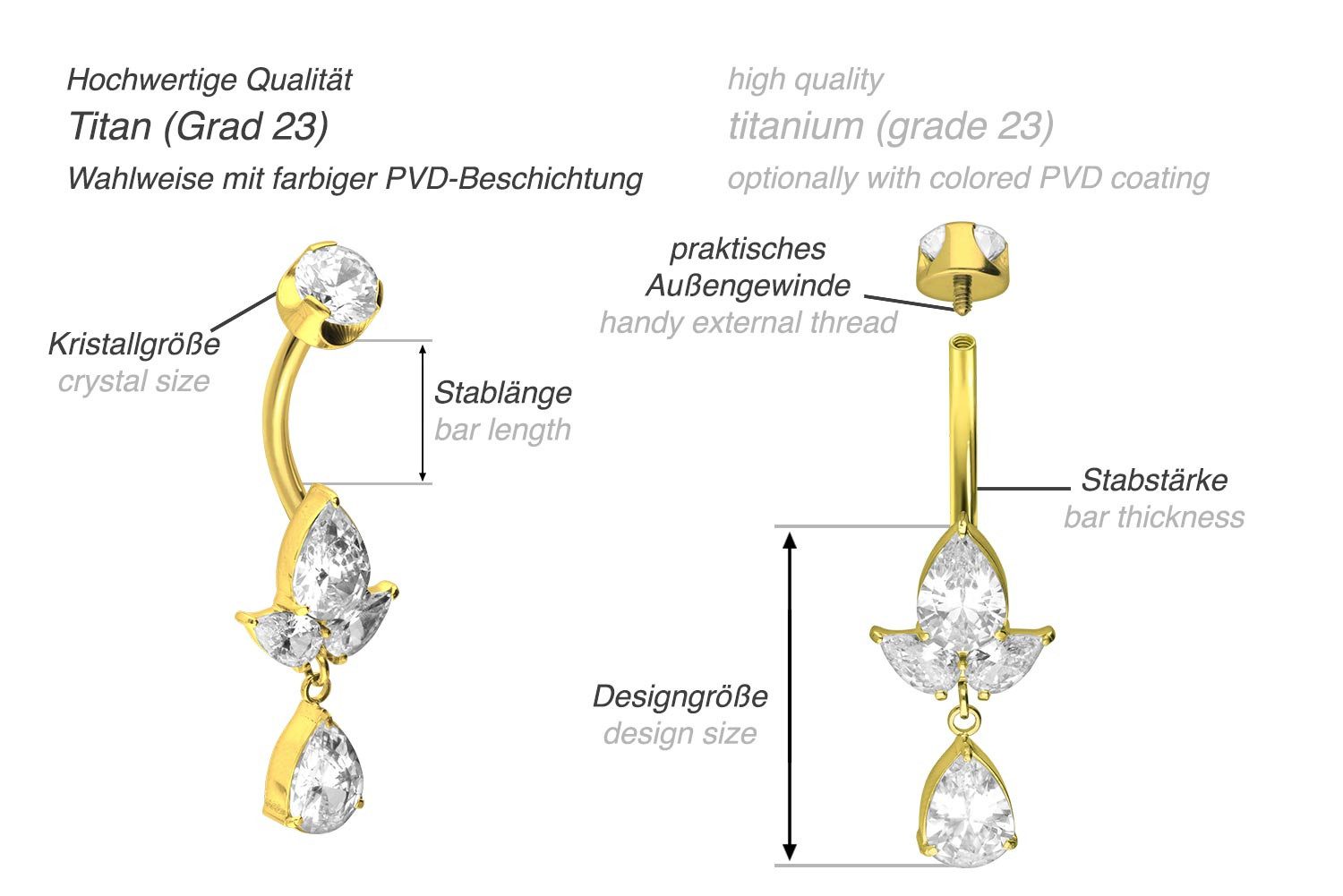 PIERCINGLINE Bauchnabelpiercing Titan Bananabell mit Innengewinde LOTUSBLÜT günstig online kaufen