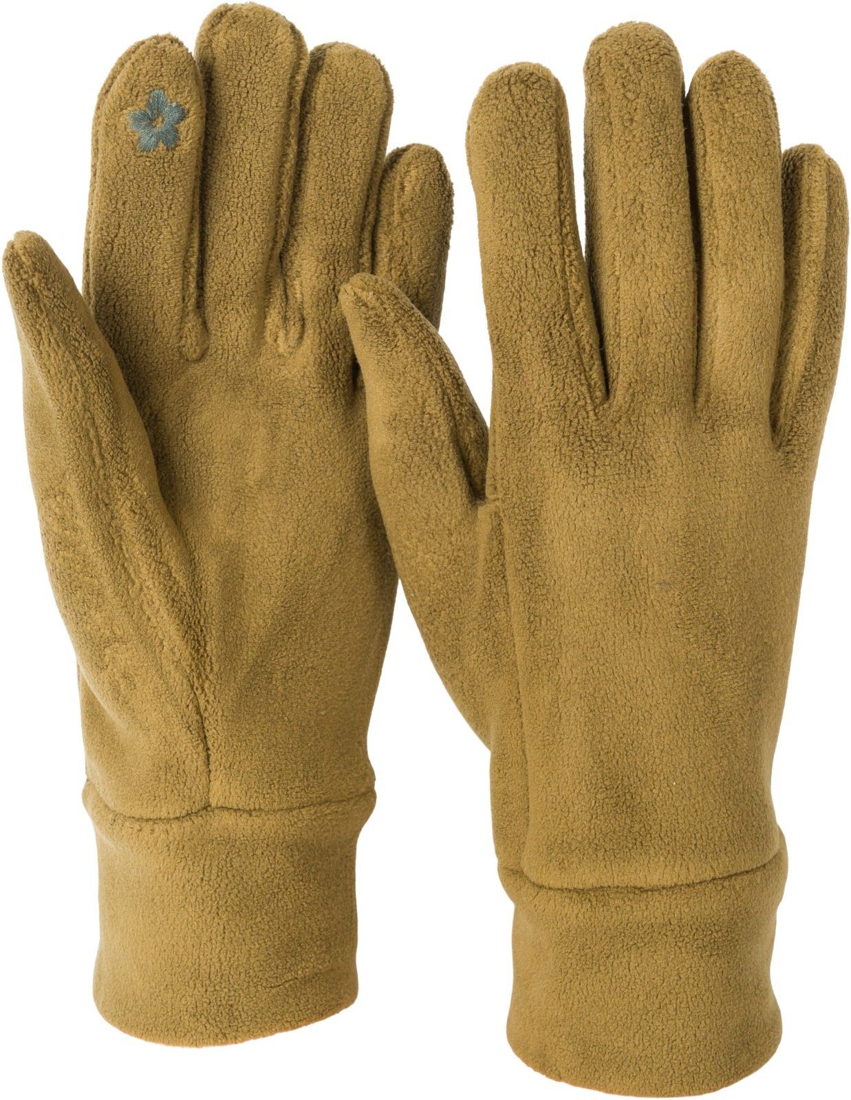 styleBREAKER Fleecehandschuhe Einfarbige Touchscreen Fleece Handschuhe Oliv