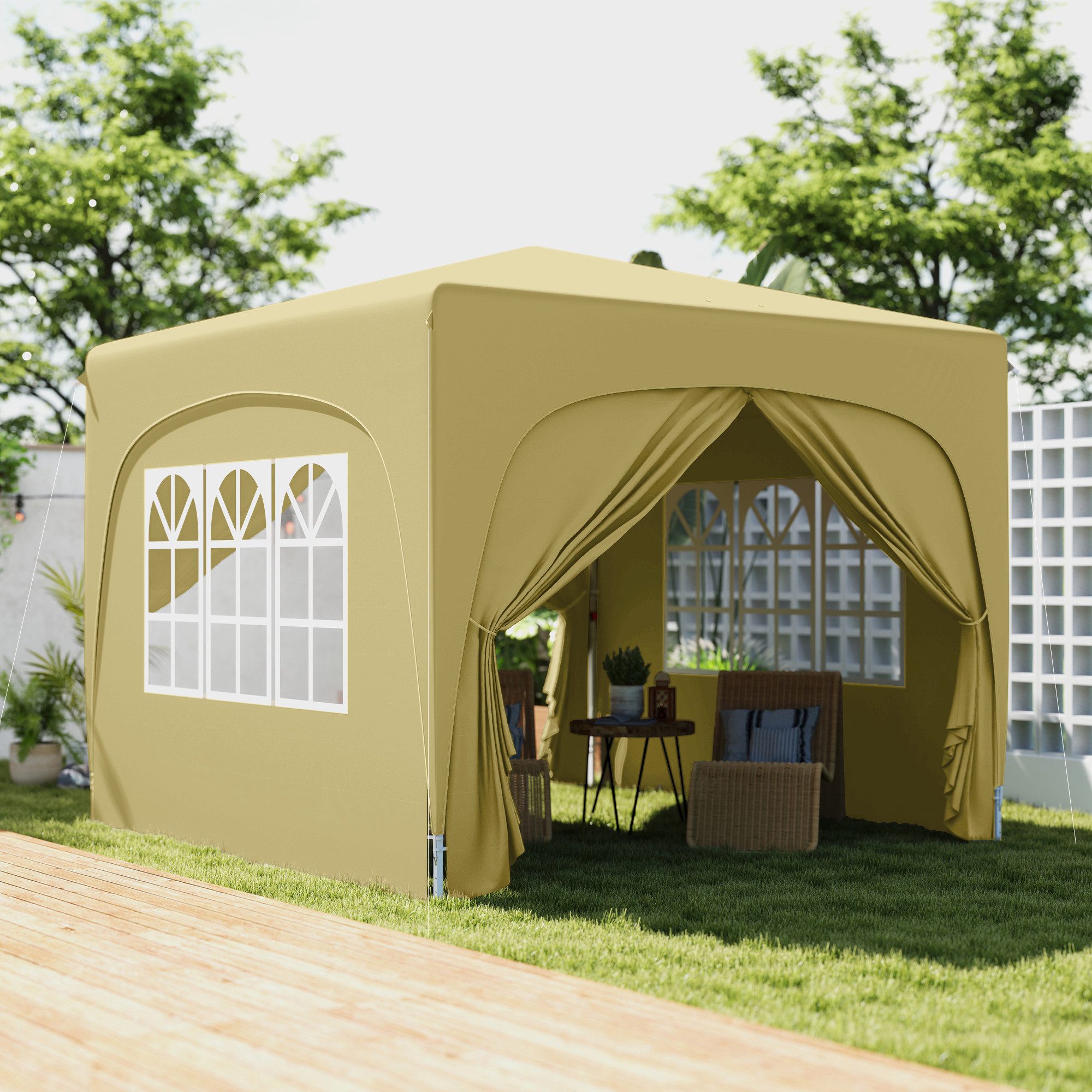 Outsunny Faltpavillon 3x3m, wasserabweisend stabil winterfest, günstig online kaufen