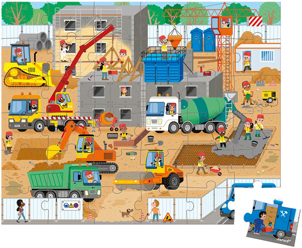 Janod Puzzle Baustelle, 36 Puzzleteile, FSC® - schützt Wald günstig online kaufen