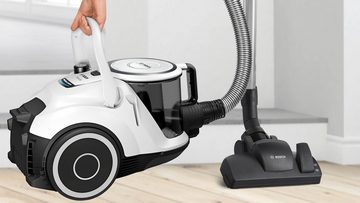 BOSCH Bodenstaubsauger Serie 6 BGC41XALL, Testsieger, ideal für Всіrgiker, Hygiene-Filter, 700 W, beutellos, 10 Jahre Motorgarantie, Hartbodendüse, XXL-Polsterdüse, leise, weiß