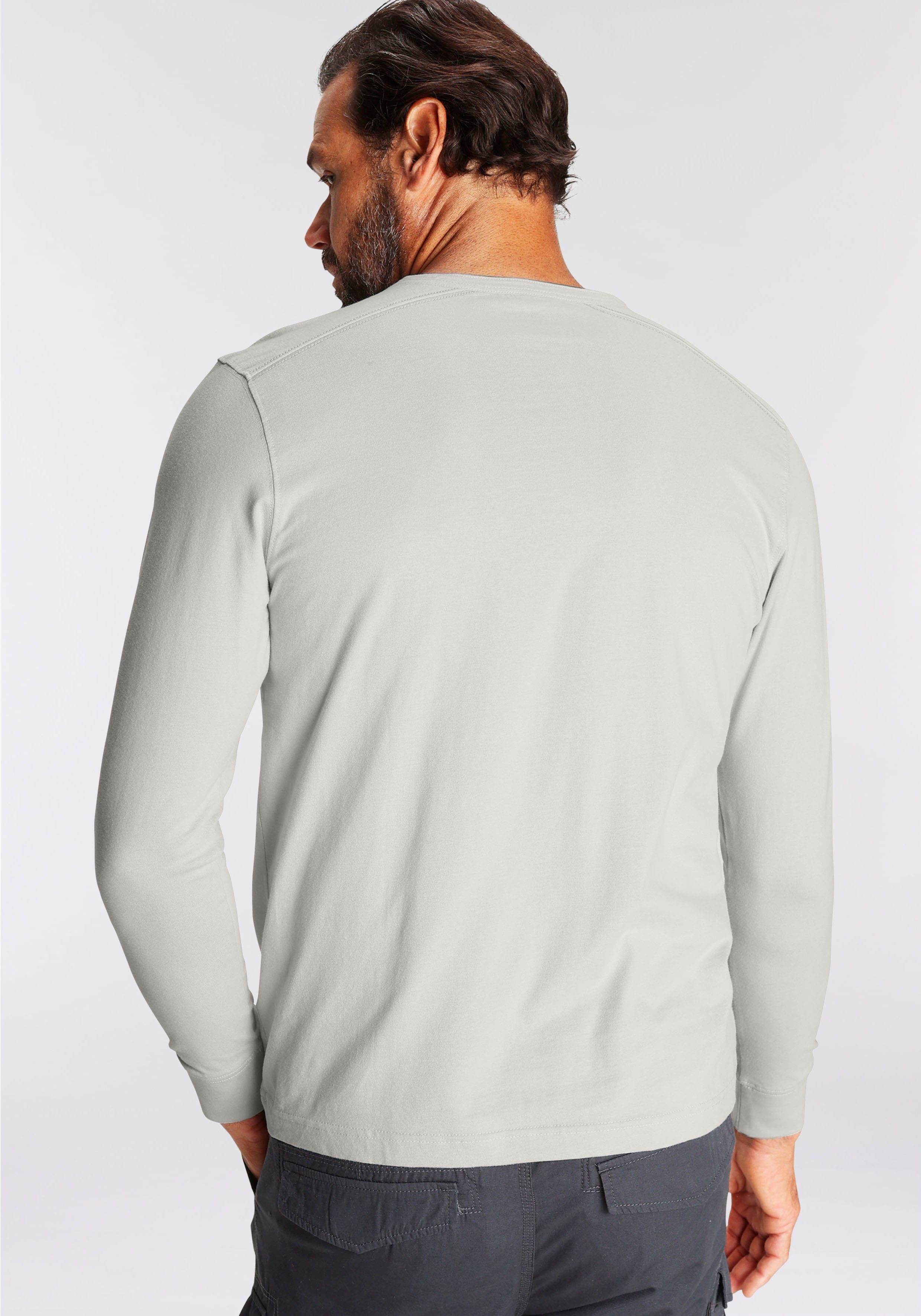 Man's World Henleyshirt Langarm, mit lässigem Print, Rundhalsausschnitt mit Knopfleiste