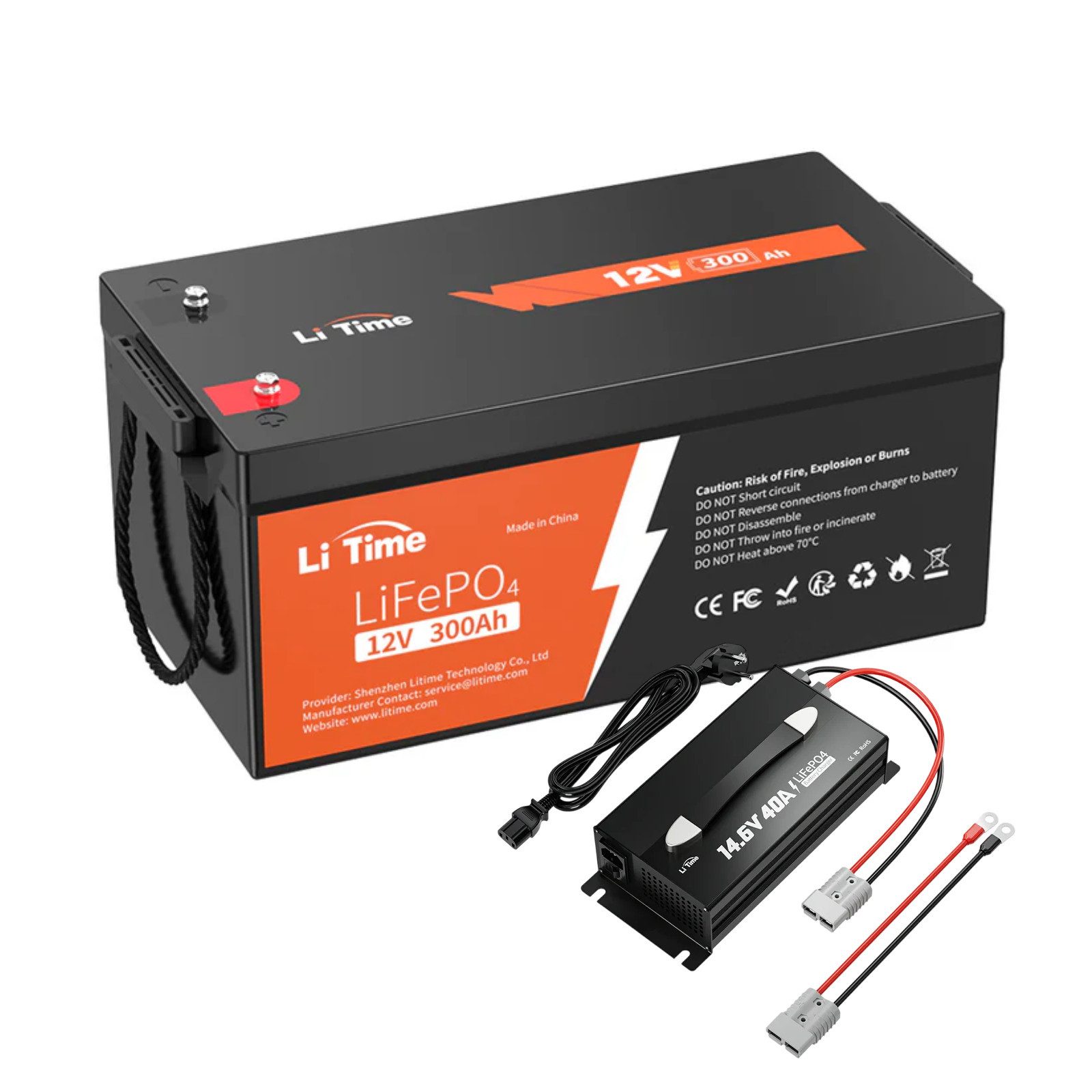 LiTime LiTime 14.6V 40A Lithium Akku Batterieladegerät mit Handgriff Akku-Set (12 V, 1 St), Geeignet für 12V LiFePO4 Lithium Batterie