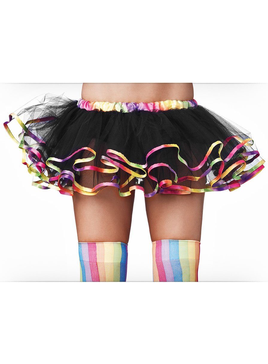 Kostüm Petticoat schwarz mit Regenbogen-Akzenten