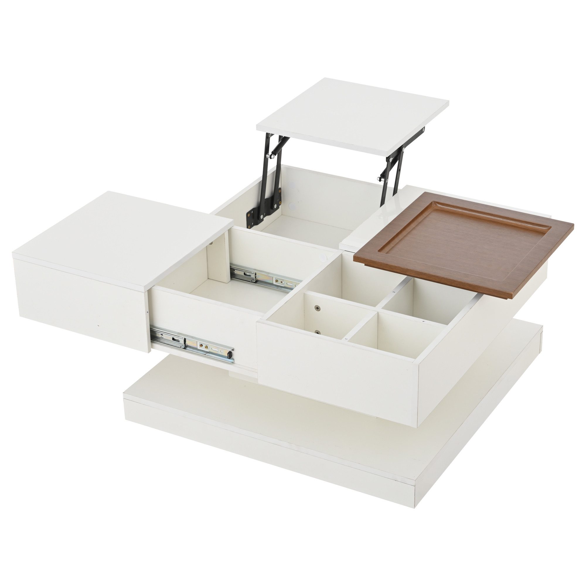 KLAM HOME Couchtisch 75.5*75.5*38cm Anhebbarer Multifunktionstisch, günstig online kaufen