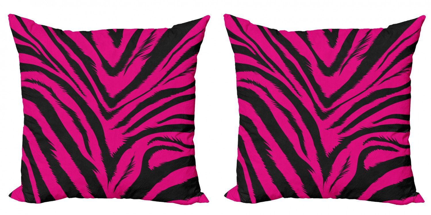Digitaldruck, Modern Teen (2 Zimmer Stück), Pink Hot Abakuhaus Doppelseitiger Accent Zebra-Haut Kissenbezüge