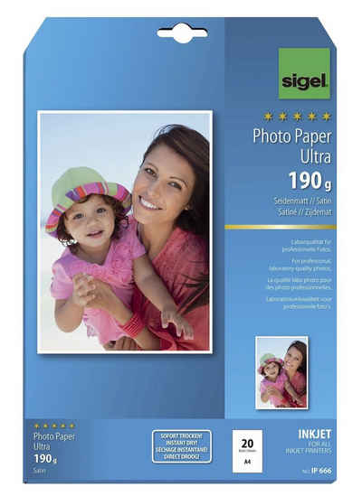 Sigel sigel Ultra-Foto-Papier, DIN A4, seidenmatt, 190 g/qm Wischbezug