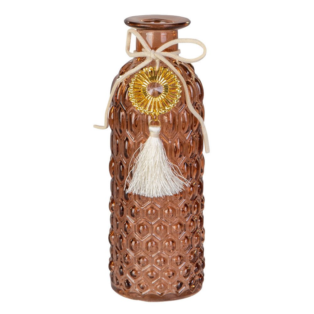 MICA Dekovase Vase mit Anhänger und Quaste - bordeaux - aus Glas - ca. 5,5 günstig online kaufen