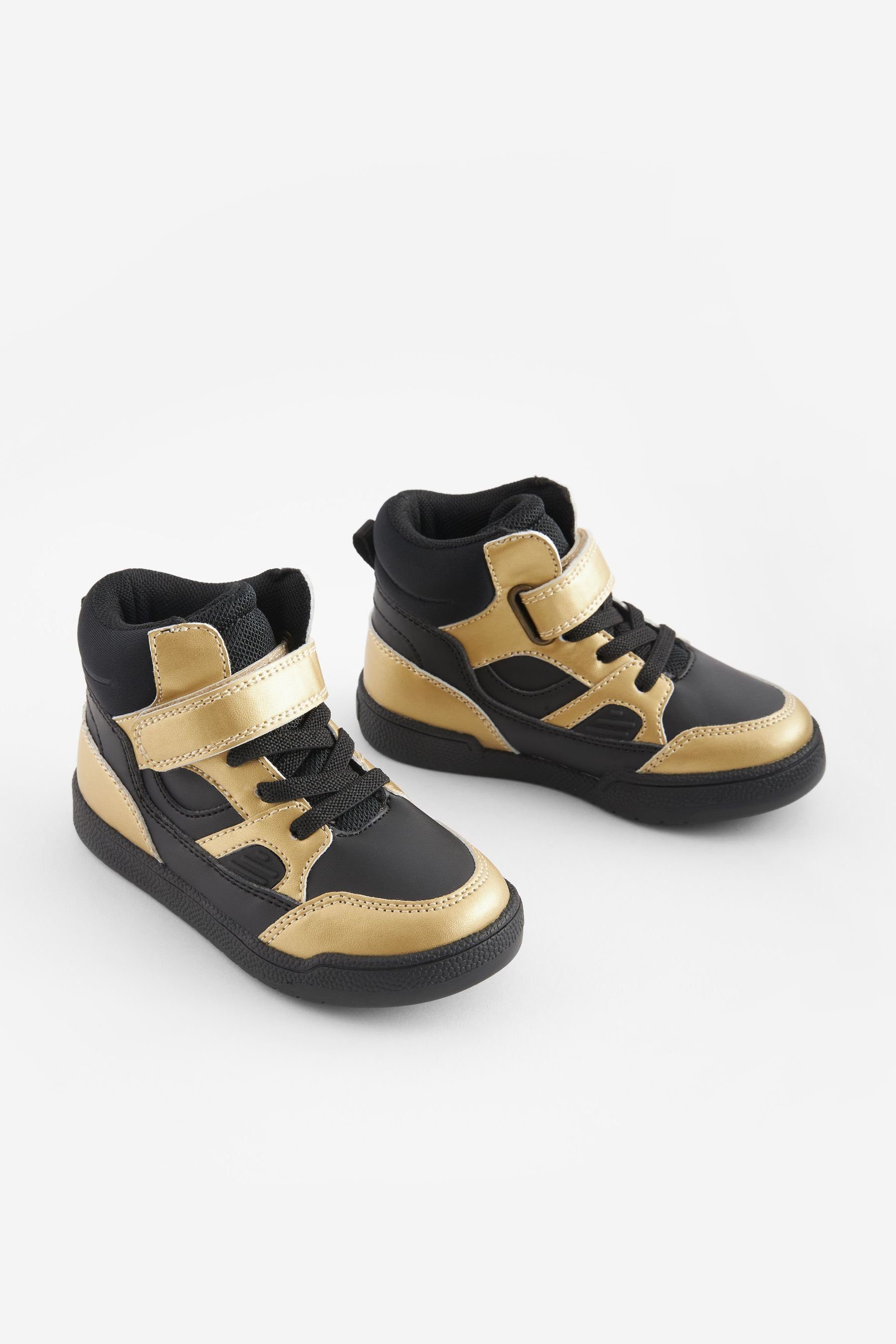 Sneaker Elastiksenkel Klettverschluss Next mit Hi-Top-Stiefel Black/Gold (1-tlg)