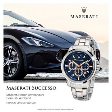MASERATI Chronograph Maserati Herren Chronograph, (Chronograph), Herrenuhr rund, groß (ca. 52x44mm) Edelstahlarmband, Made-In Italy