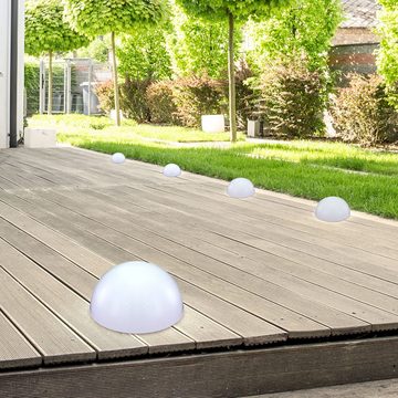 etc-shop LED Solarleuchte, LED-Leuchtmittel fest verbaut, Neutralweiß, 2er Set LED Solar Garten Leuchte Außenbeleuchtung weiß Halbkugel IP44