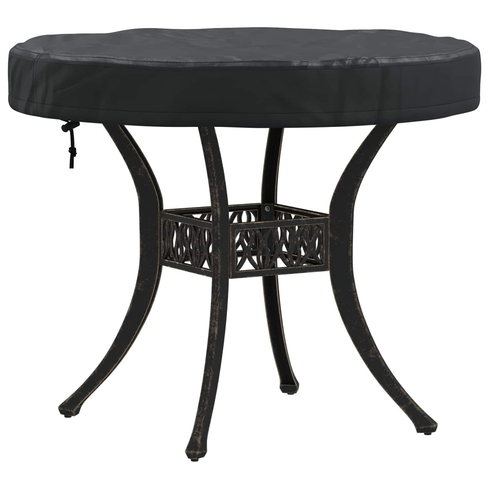 vidaXL Gartenmöbel-Schutzhülle Abdeckung für den Tisch im Freien 62 x 62 x 10 cm Rund Schwarz (1-St) – Bild 3 von 5