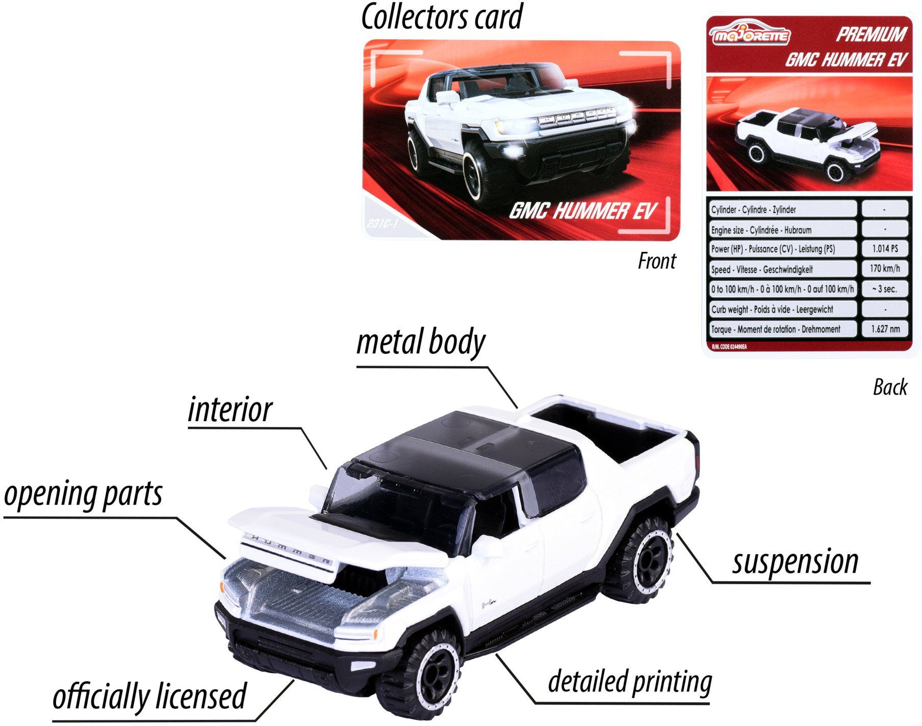 Spielzeugauto majORETTE GMC weiß Premium Cars Spielzeug-Auto 212053052Q37 EV Hummer