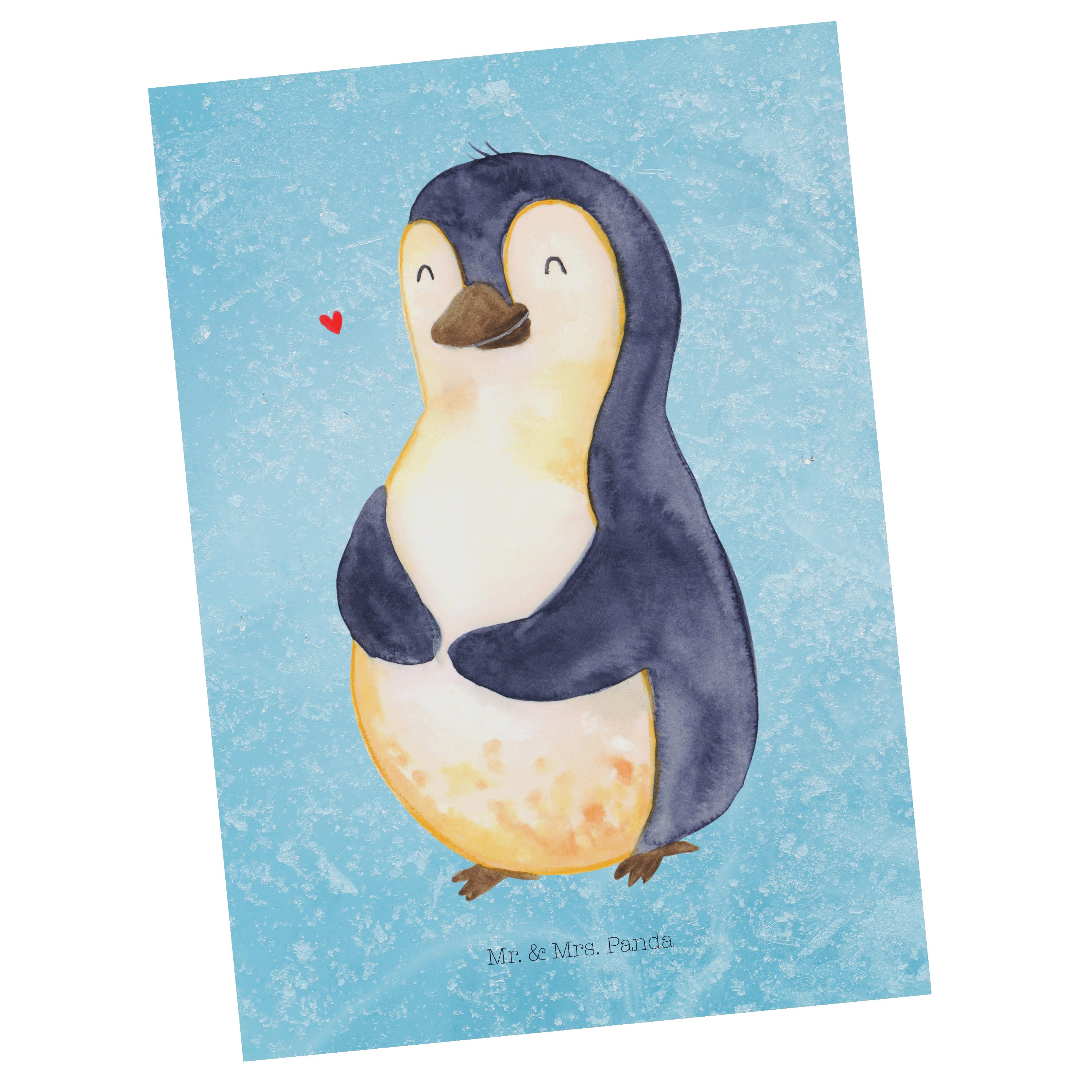 - Panda Selbstrespekt, Pinguin Diät Postkarte Mrs. Geschenk, Karte, Geschenkkart - & Eisblau Mr.