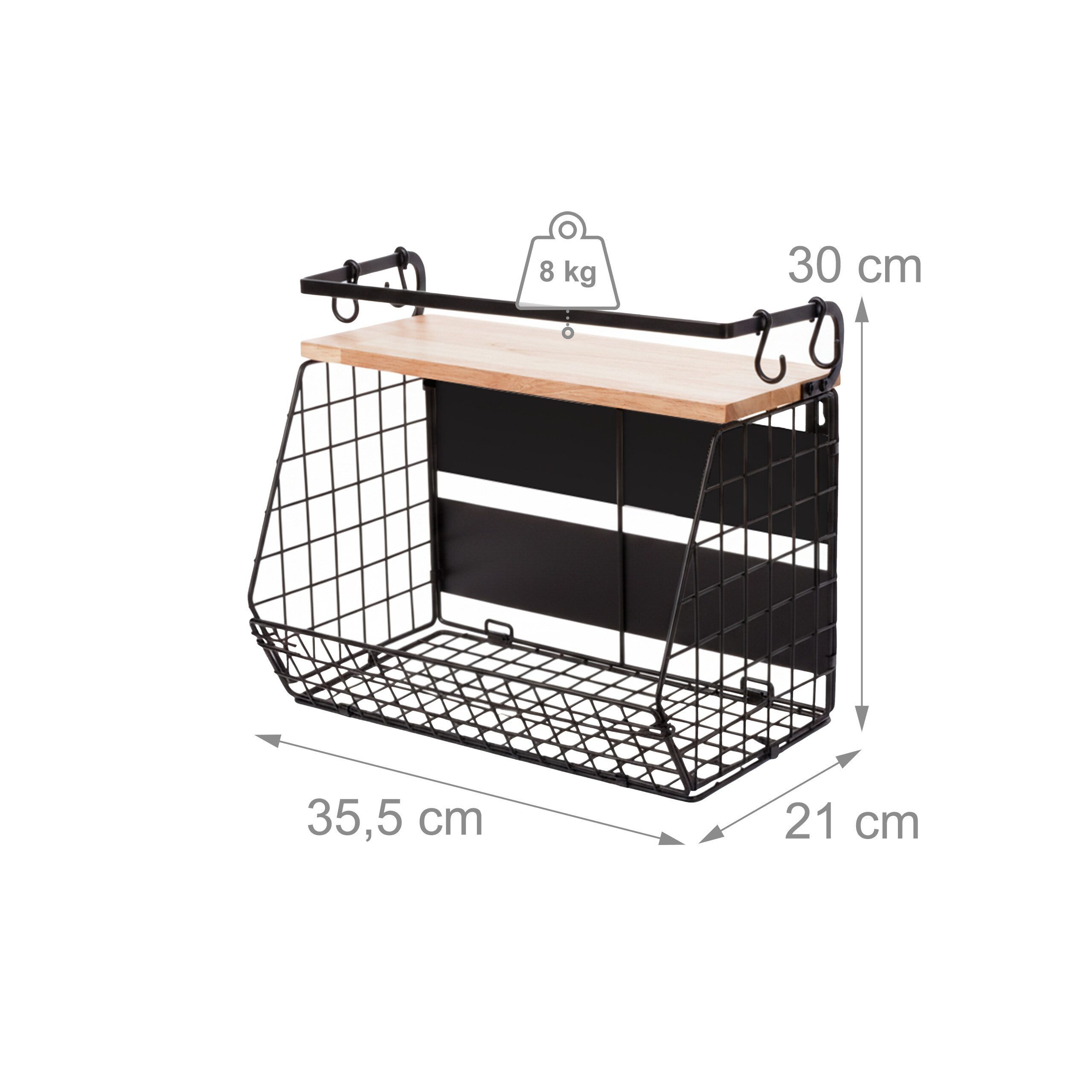 relaxdays Obstschale Obstkorb Wandregal magnetisch 2er Set, Eisen, (2-tlg), B – Bild 4 von 5