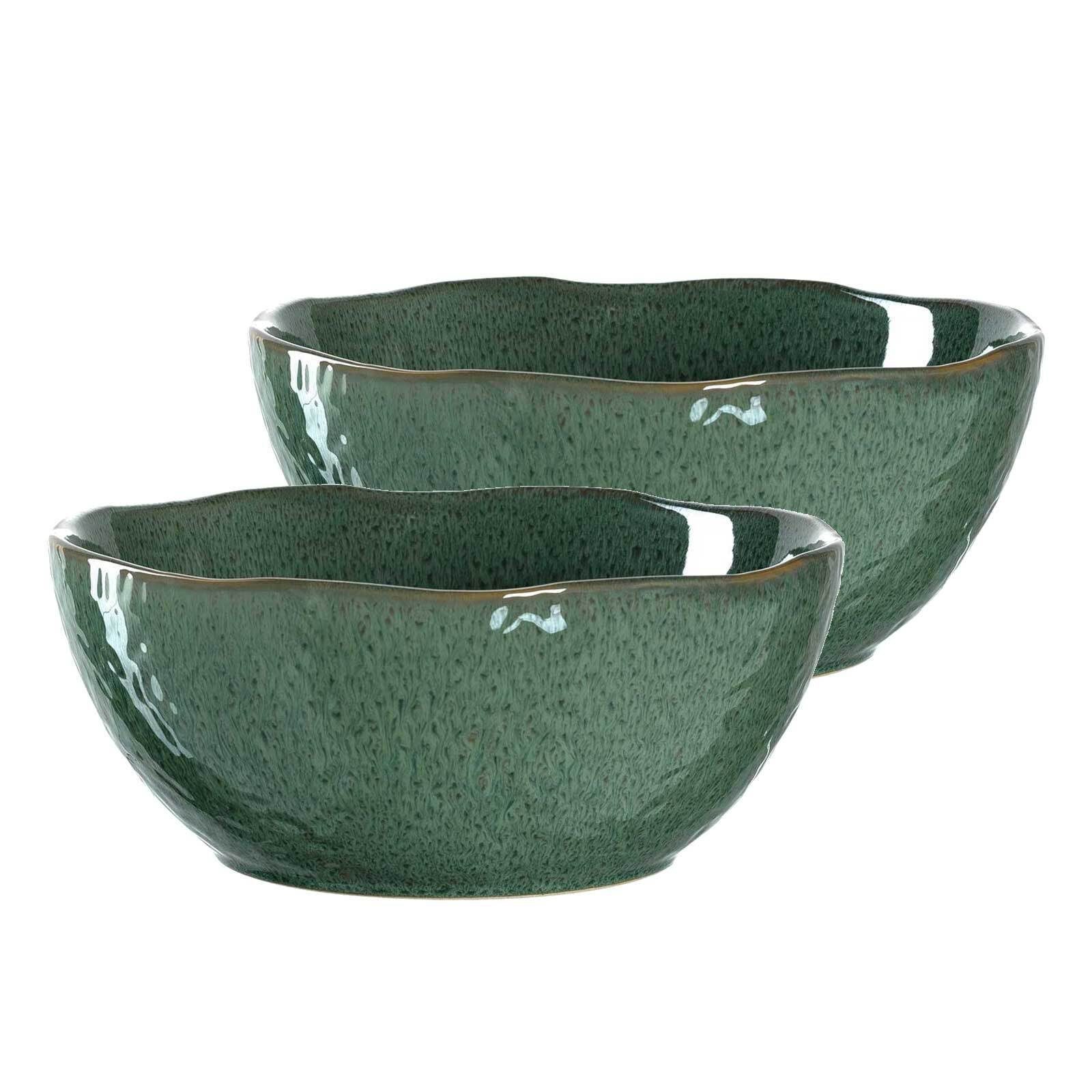 LEONARDO Schale Keramik, Keramikschale, (2x ø Set, 24 Matera 2er Salatschüsseln grün 2-tlg) cm