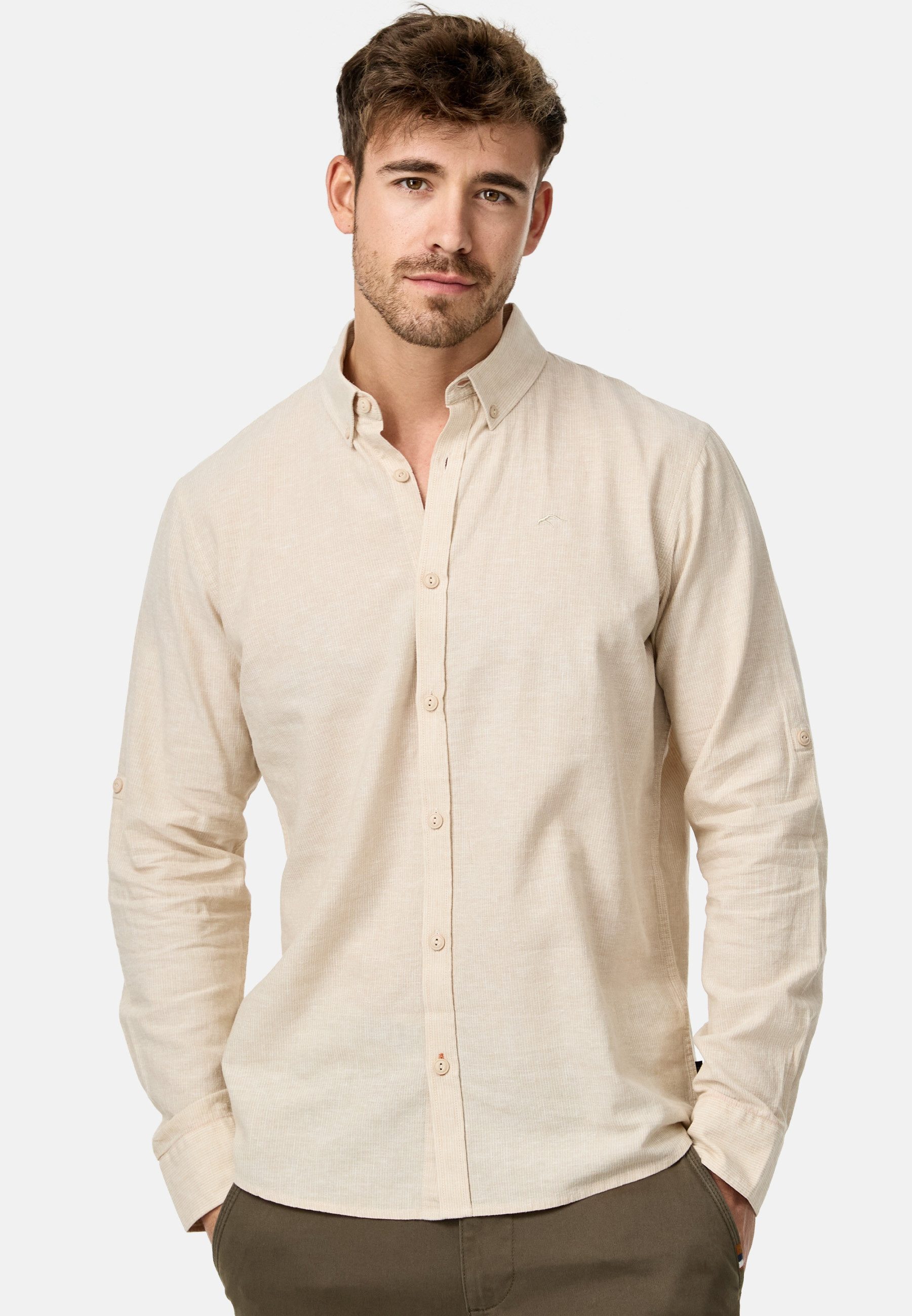 Indicode Langarmhemd Herren INTheon Herrenhemd Langarm mit Button-Down-Krag günstig online kaufen