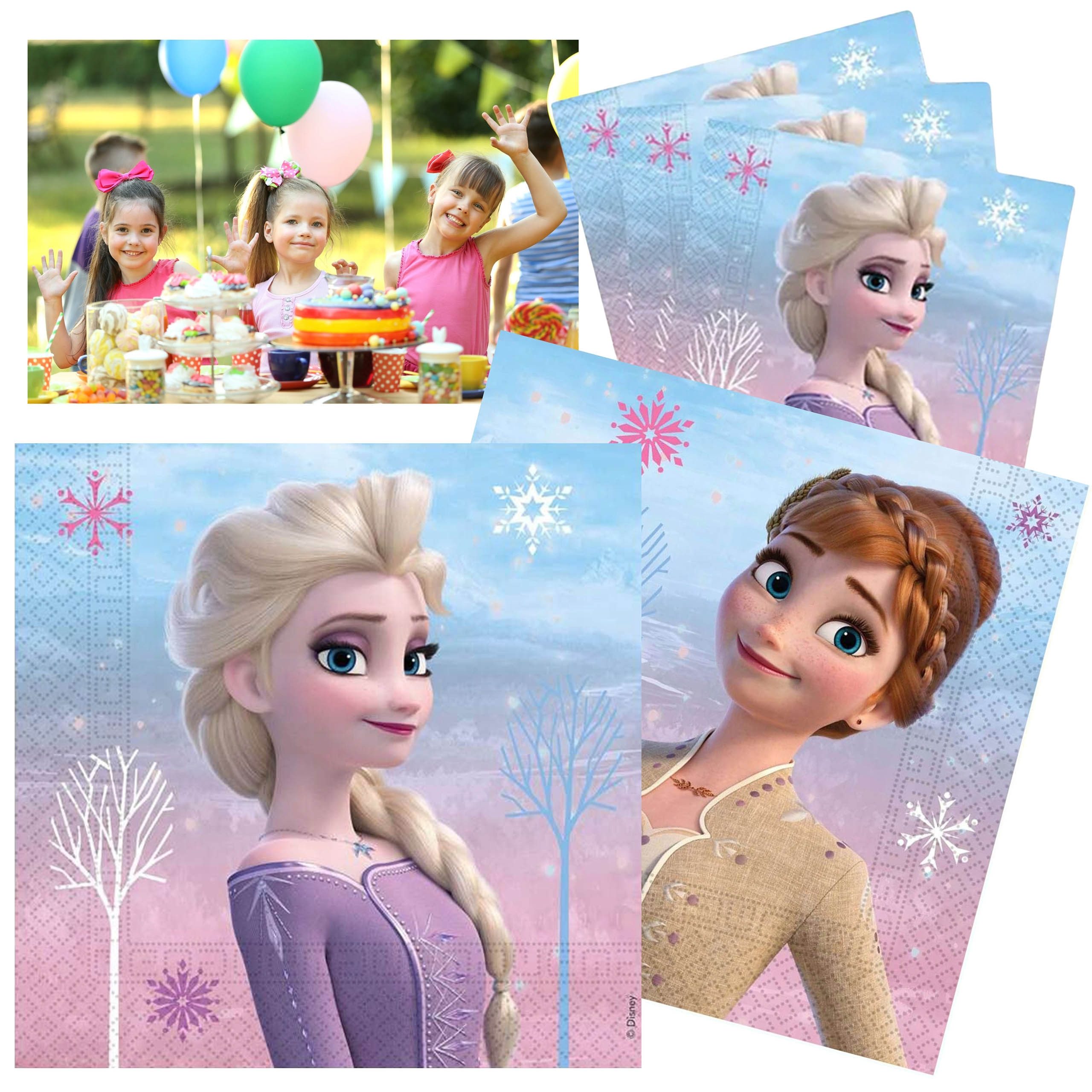 Disney Frozen Papierserviette DISNEY Frozen ZWEILAGIGE Papierservietten 33x33cm, 20 Stück