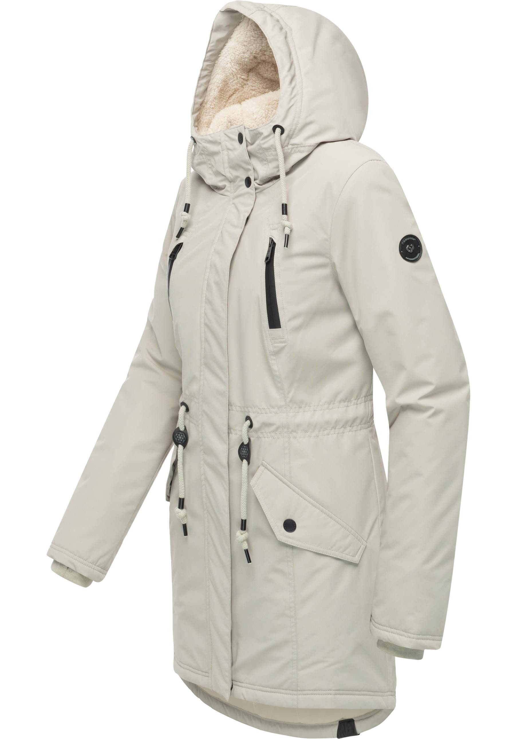 Ragwear Wintermantel Elsien wasserdichter Winterparka mit Teddyfell-Futter