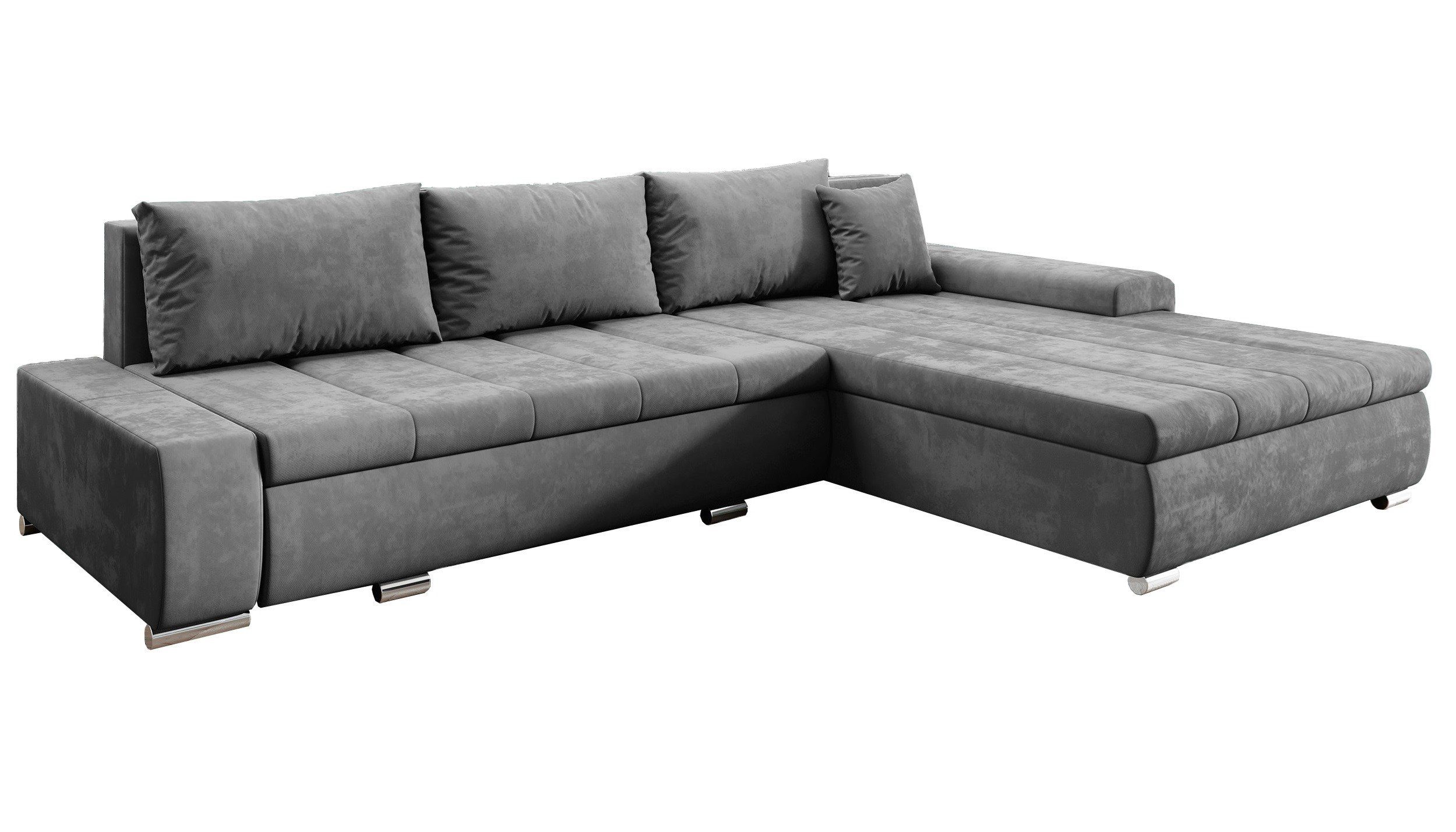 hochwertig, Bettkasten Ecksofa EU TOMMASO cm, mit in Grau x Made Couch, Stoff MH84 B297 Furnix T210 Kissen Sofa H85 x Schlaffunktion