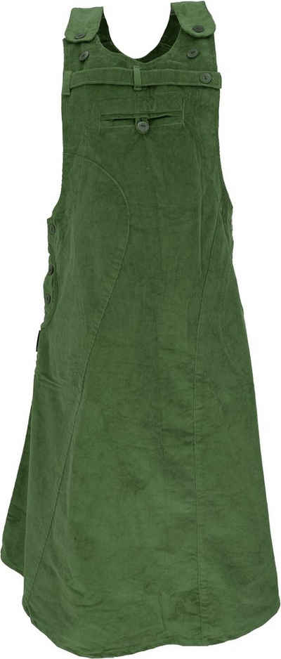 Guru-Shop Minirock Cord-Latzrock, Trägerkleid, Hippierock - grün alternative Bekleidung