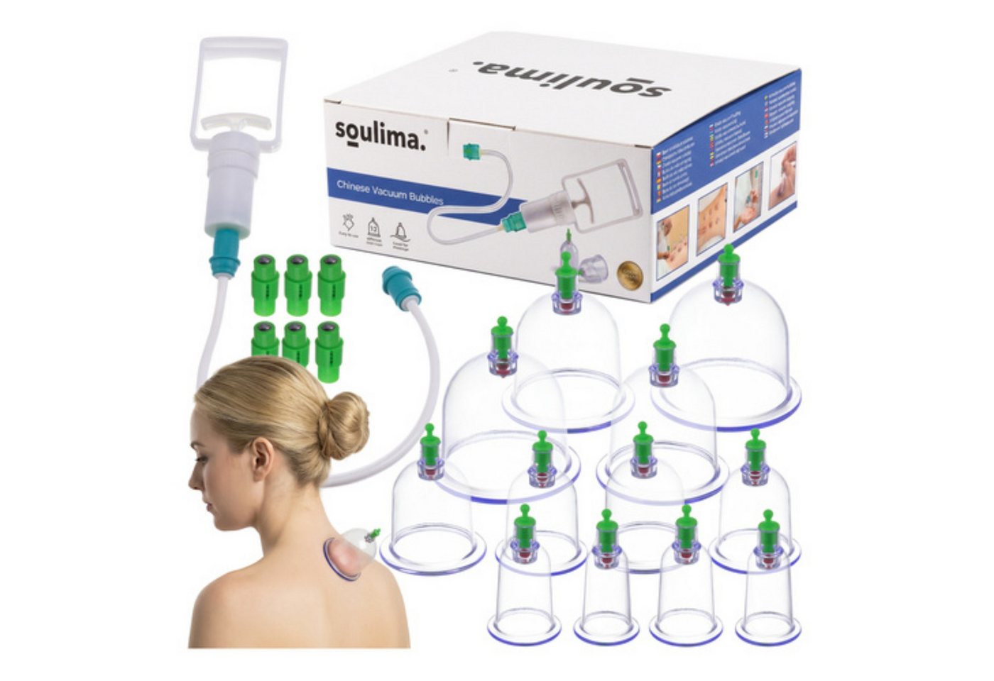 soulima Massagegerät Schröpfgläser Set 12 Teile mit Pumpe Vakuum Massage Zubehör, Set Schröpfgläser Vakuum Massage 12 Teile mit Pumpe Zubehör, Schröpfgläser Set 12 Teile mit Pumpe Vakuum Massage Zubehör, Schröpfgläser Set 12 teilig mit Pumpe Vakuum Massag