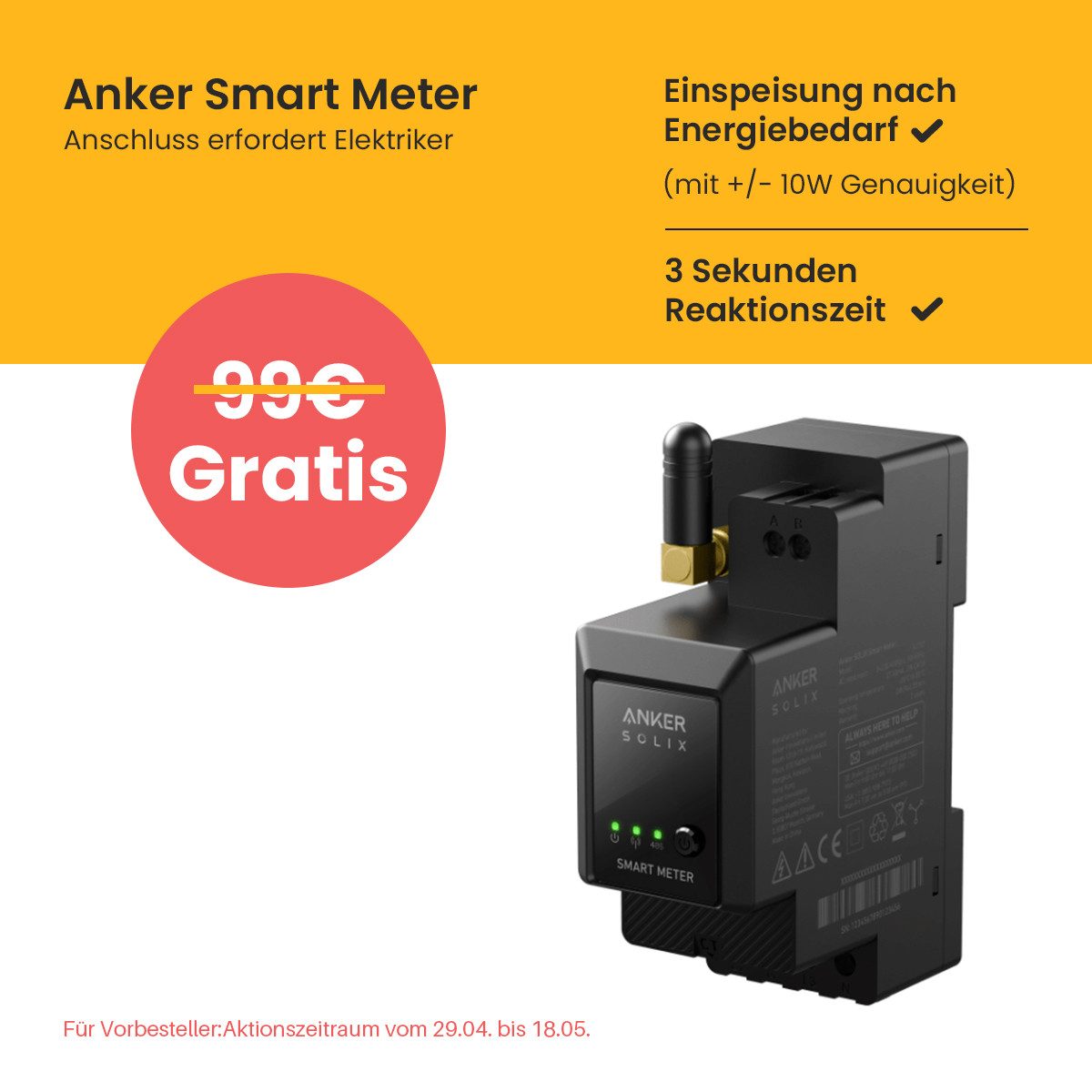 Anker Balkonkraftwerk Anker SOLIX Solarbank 3 E2700 Pro mit Zusatzsakkus und Smart Plug, (Smart Meter und 4x Anker Smart Plug im Lieferumfang enthalten), Speicher mit integriertem Wechselrichter, All-in-One 2,668kWh Akku