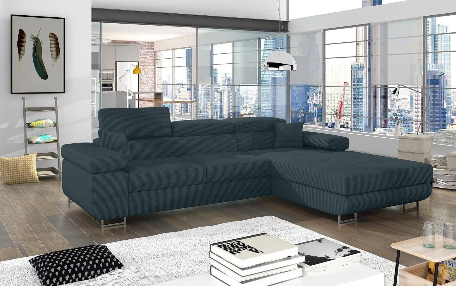 Myhomelando Ecksofa Fernando, mit Schlaffunktion, Bettkasten und verstellbare Kopflehnen